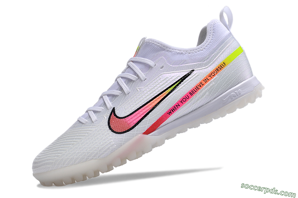 Nike Air Zoom Mercurial Vapor 15 Pro TF Low-Tops Football Shoes - White/Pink/Black/Yellow 5