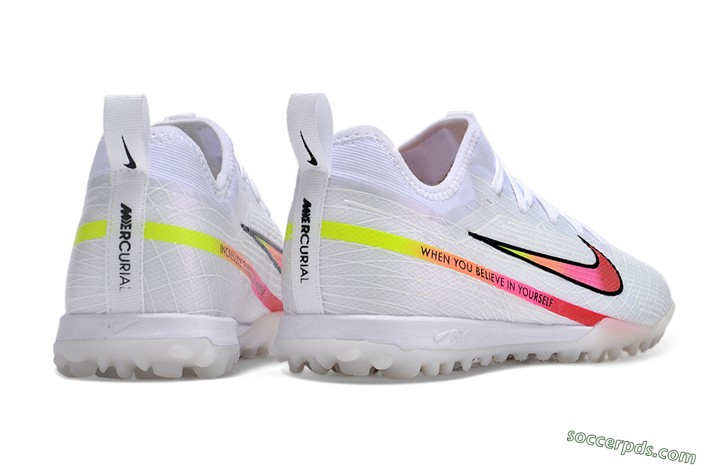 Nike Air Zoom Mercurial Vapor 15 Pro TF Low-Tops Football Shoes - White/Pink/Black/Yellow 6