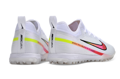 Nike Air Zoom Mercurial Vapor 15 Pro TF Low-Tops Football Shoes - White/Pink/Black/Yellow