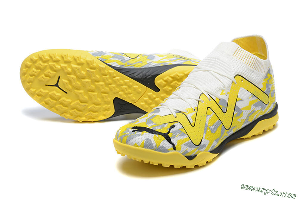 Puma Future Ultimate TF Low-Tops Football Shoes - White/Yellow/Black/Grey 3