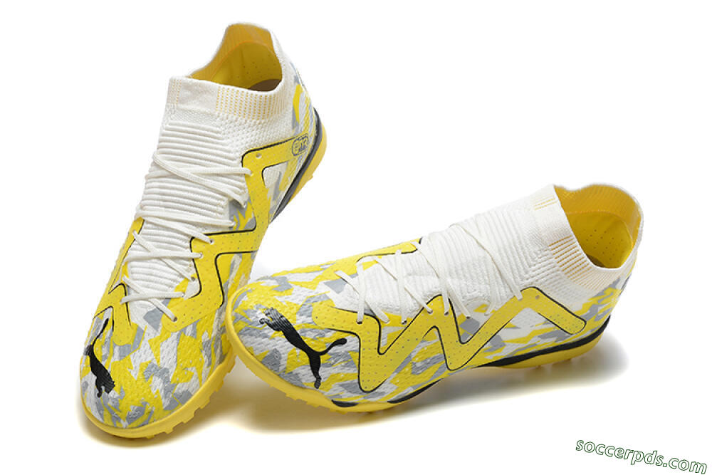 Puma Future Ultimate TF Low-Tops Football Shoes - White/Yellow/Black/Grey 6