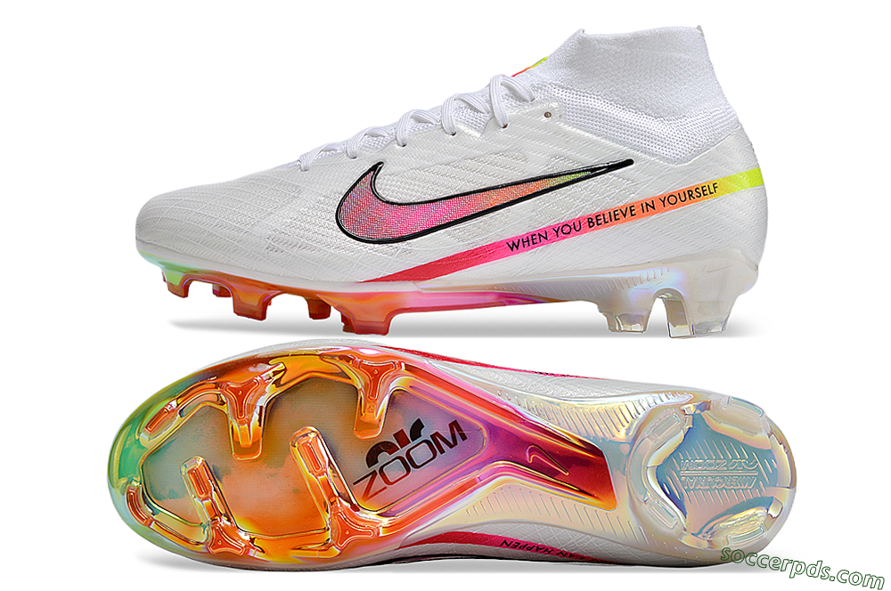 Nike Air Zoom Mercurial Superfly 9 Elite FG High-Tops Football Boots - White/Pink/Black/Yellow/Gold 0