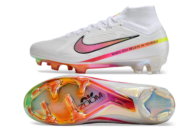 Nike Air Zoom Mercurial Superfly 9 Elite FG High-Tops Football Boots - White/Pink/Black/Yellow/Gold