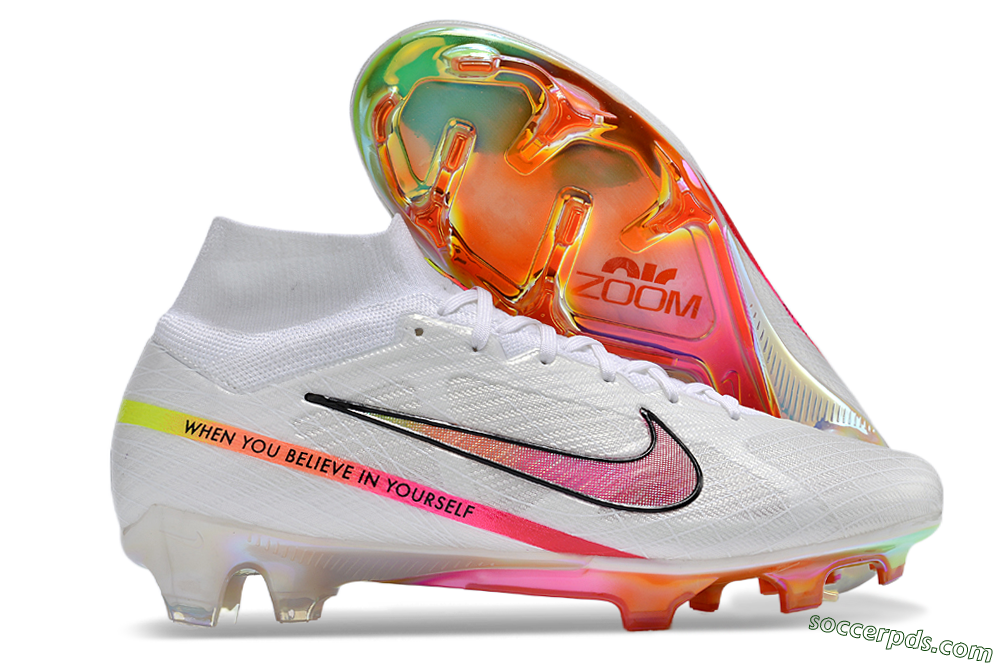 Nike Air Zoom Mercurial Superfly 9 Elite FG High-Tops Football Boots - White/Pink/Black/Yellow/Gold 1