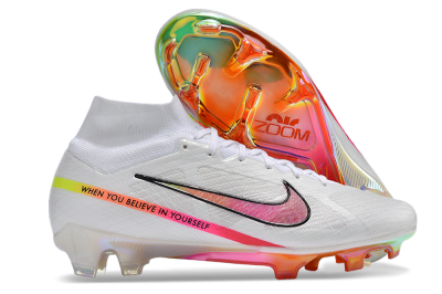 Nike Air Zoom Mercurial Superfly 9 Elite FG High-Tops Football Boots - White/Pink/Black/Yellow/Gold