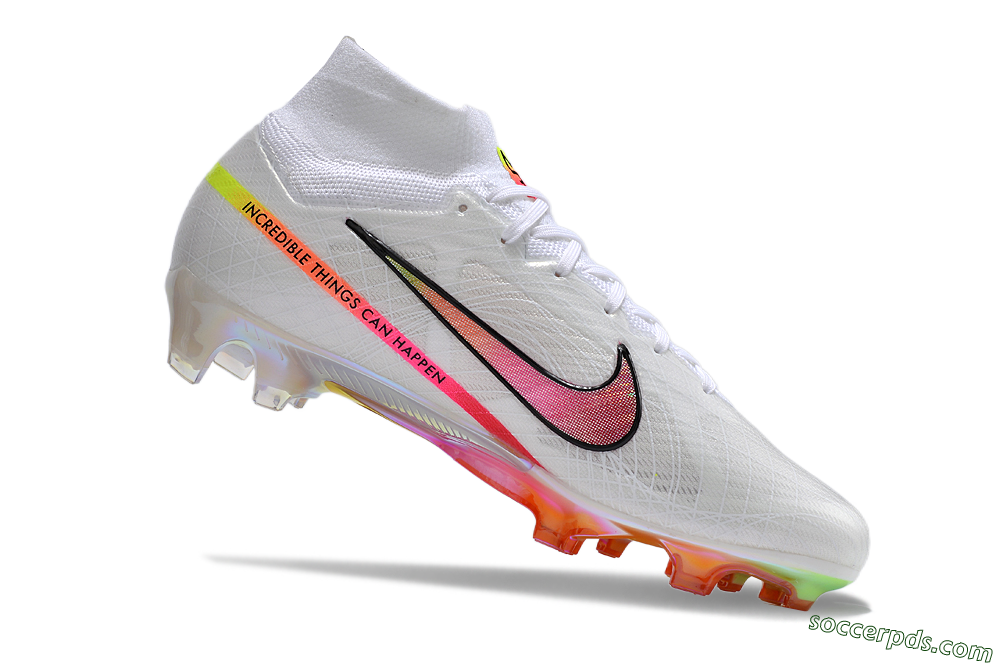 Nike Air Zoom Mercurial Superfly 9 Elite FG High-Tops Football Boots - White/Pink/Black/Yellow/Gold 4