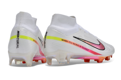 Nike Air Zoom Mercurial Superfly 9 Elite FG High-Tops Football Boots - White/Pink/Black/Yellow/Gold