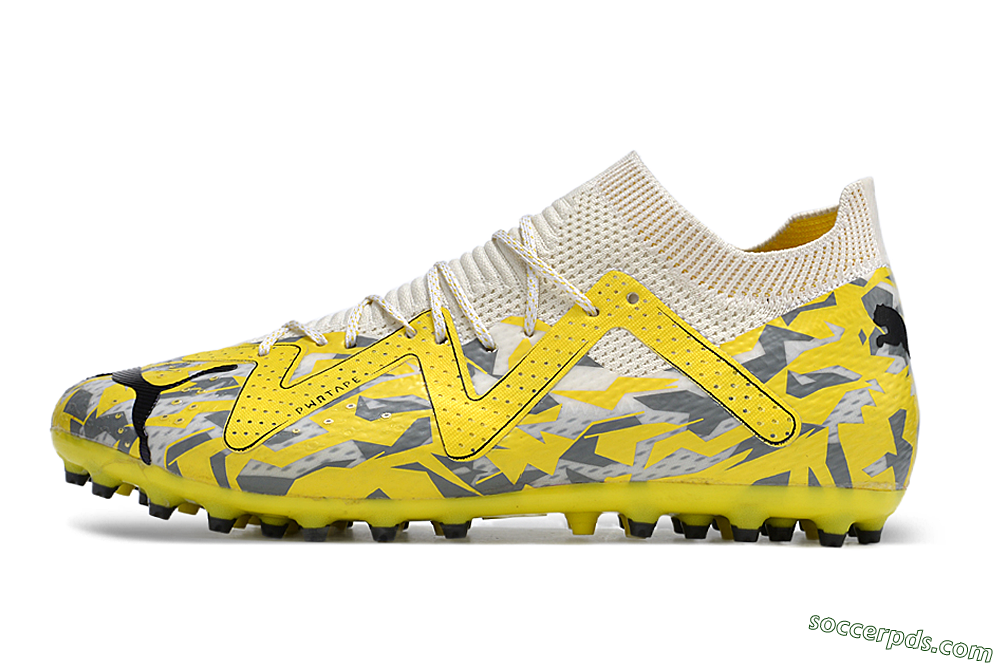 Puma Future Ultimate MG Low-Tops Football Boots - White/Yellow/Black/Grey 2