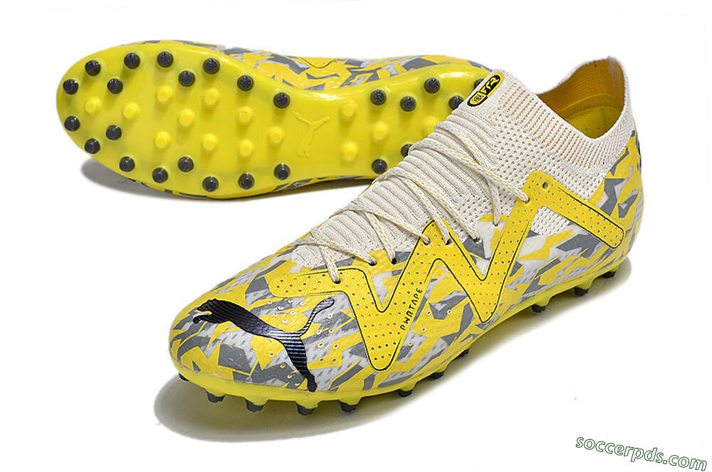 Puma Future Ultimate MG Low-Tops Football Boots - White/Yellow/Black/Grey 3