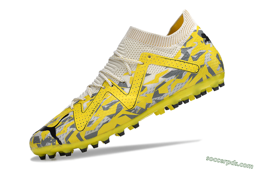 Puma Future Ultimate MG Low-Tops Football Boots - White/Yellow/Black/Grey 5