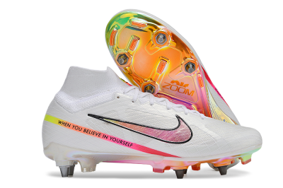 Nike Air Zoom Mercurial Superfly 9 Elite SG High-Tops Football Boots - White/Pink/Black/Yellow/Gold