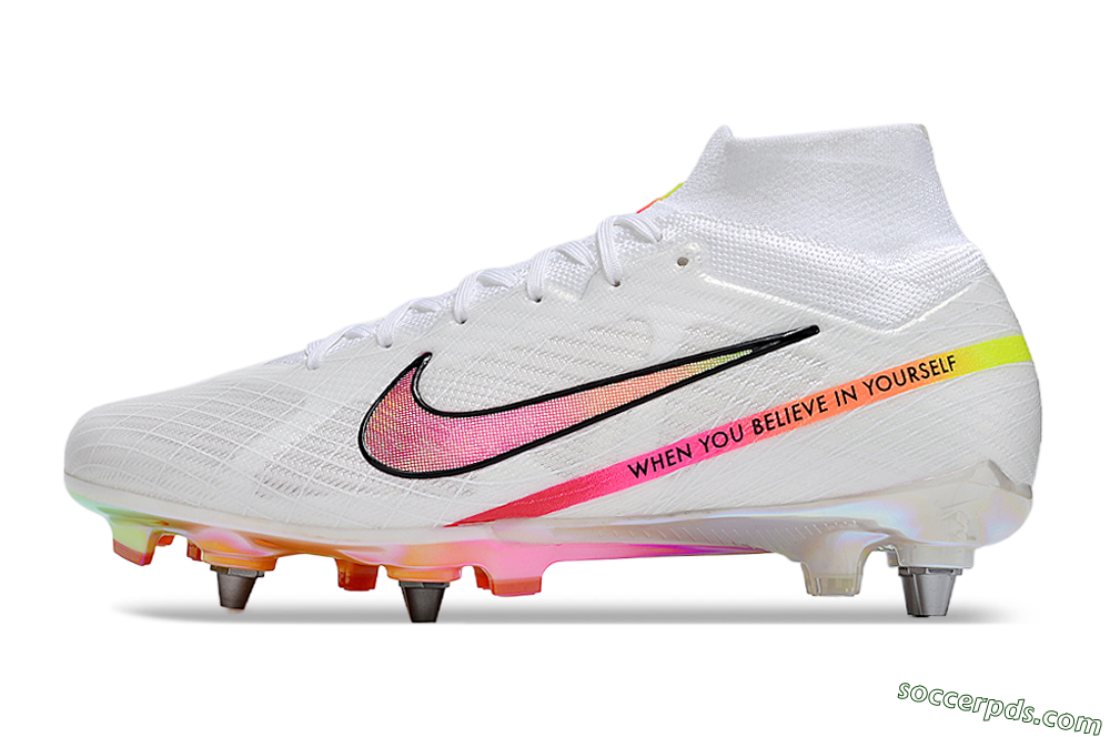 Nike Air Zoom Mercurial Superfly 9 Elite SG High-Tops Football Boots - White/Pink/Black/Yellow/Gold 2