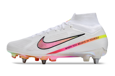 Nike Air Zoom Mercurial Superfly 9 Elite SG High-Tops Football Boots - White/Pink/Black/Yellow/Gold