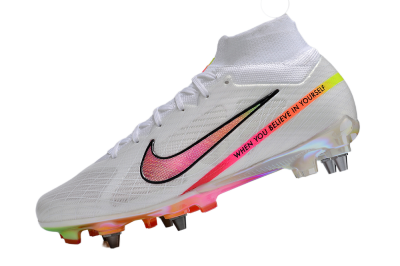 Nike Air Zoom Mercurial Superfly 9 Elite SG High-Tops Football Boots - White/Pink/Black/Yellow/Gold