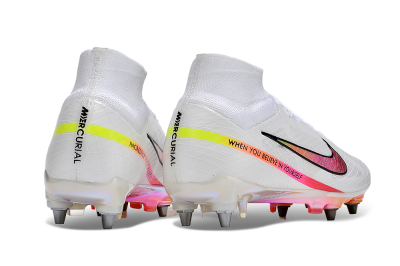 Nike Air Zoom Mercurial Superfly 9 Elite SG High-Tops Football Boots - White/Pink/Black/Yellow/Gold