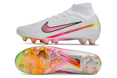 Nike Air Zoom Mercurial Superfly 9 Elite AG High-Tops Football Boots - White/Pink/Black/Yellow/Gold