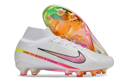 Nike Air Zoom Mercurial Superfly 9 Elite AG High-Tops Football Boots - White/Pink/Black/Yellow/Gold
