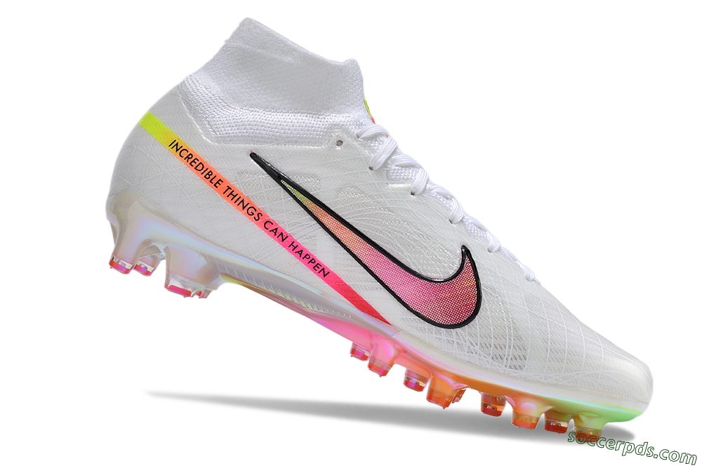 Nike Air Zoom Mercurial Superfly 9 Elite AG High-Tops Football Boots - White/Pink/Black/Yellow/Gold 4