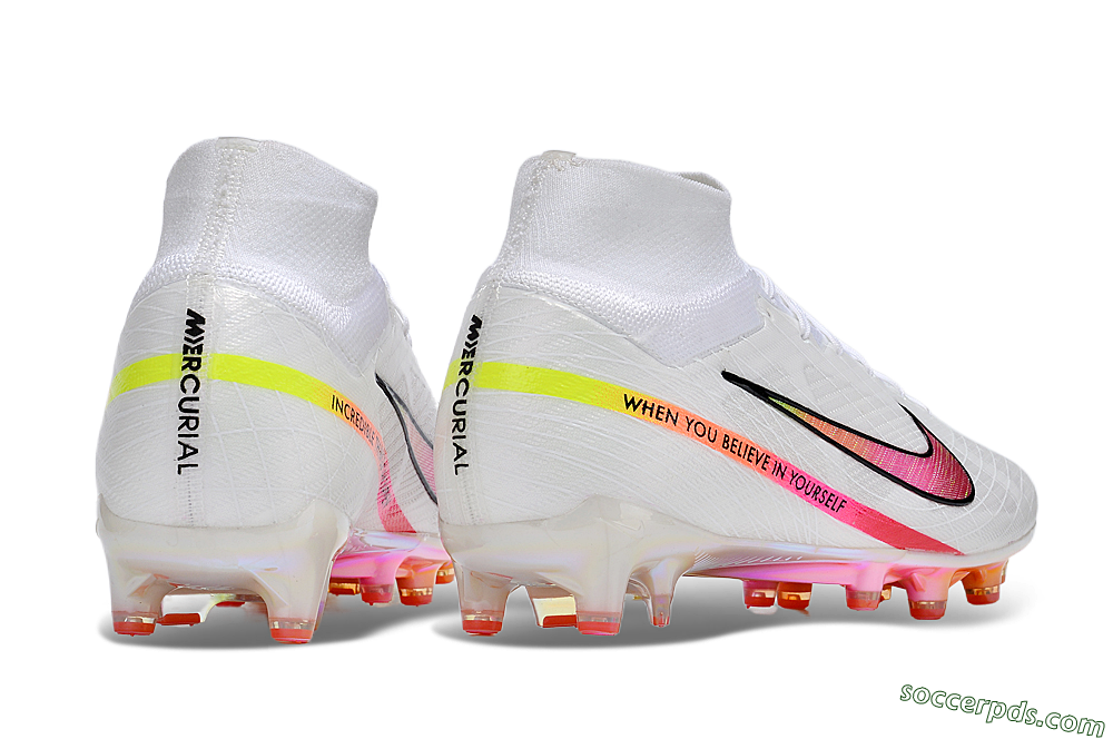 Nike Air Zoom Mercurial Superfly 9 Elite AG High-Tops Football Boots - White/Pink/Black/Yellow/Gold 6