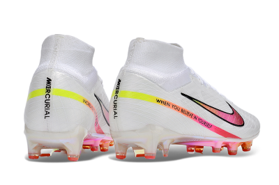 Nike Air Zoom Mercurial Superfly 9 Elite AG High-Tops Football Boots - White/Pink/Black/Yellow/Gold