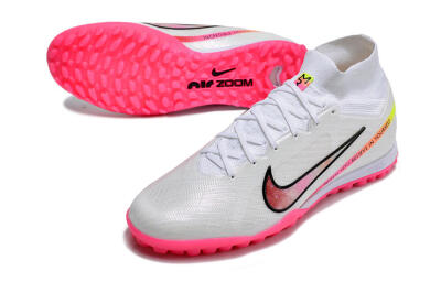 Nike Air Zoom Mercurial Superfly 9 Elite TF High-Tops Football Shoes - White/Pink/Black/Yellow