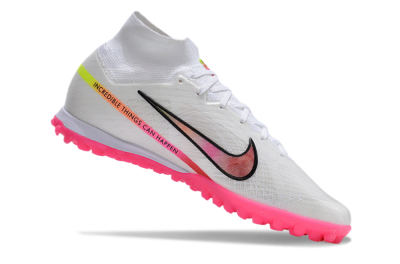Nike Air Zoom Mercurial Superfly 9 Elite TF High-Tops Football Shoes - White/Pink/Black/Yellow
