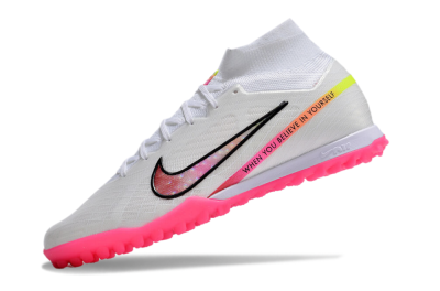 Nike Air Zoom Mercurial Superfly 9 Elite TF High-Tops Football Shoes - White/Pink/Black/Yellow