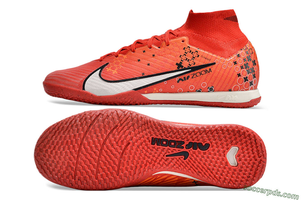 Nike Air Zoom Mercurial Superfly 9 Elite IC High-Tops Football Shoes - Red/White/Black 0