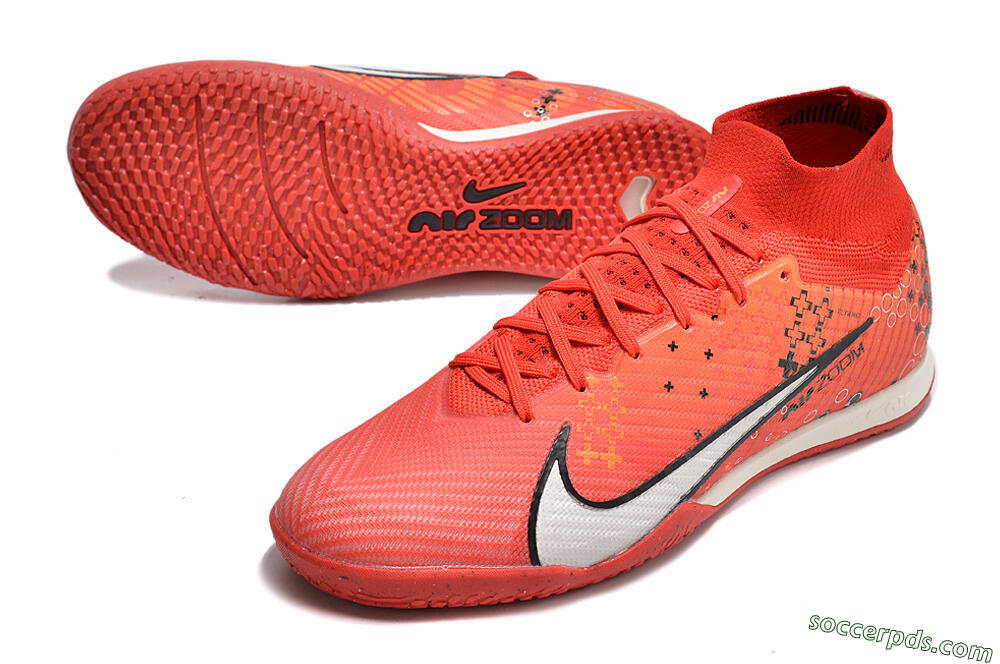 Nike Air Zoom Mercurial Superfly 9 Elite IC High-Tops Football Shoes - Red/White/Black 3