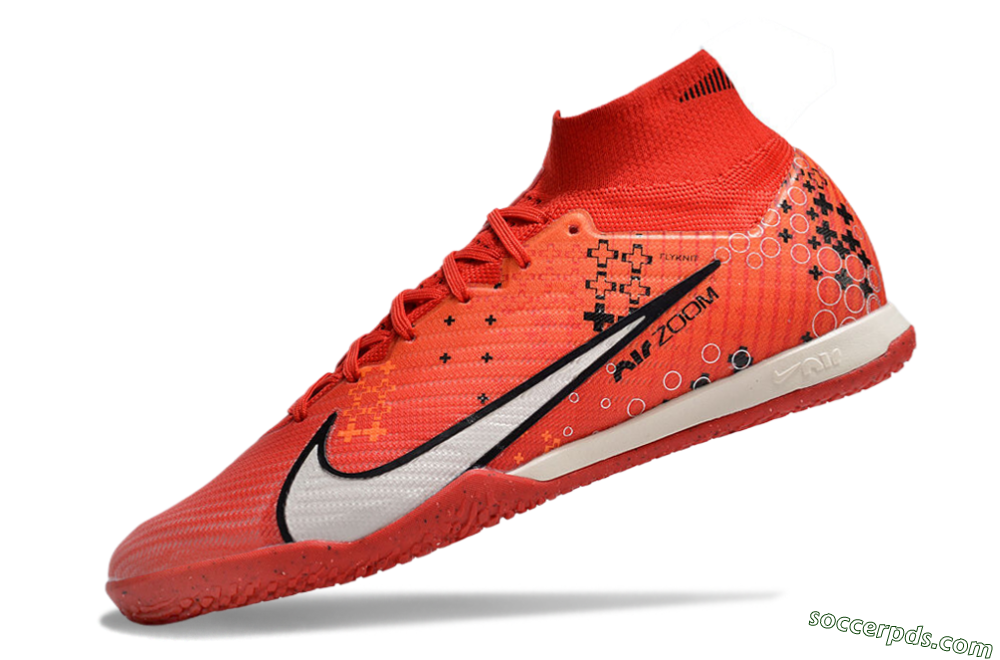 Nike Air Zoom Mercurial Superfly 9 Elite IC High-Tops Football Shoes - Red/White/Black 5