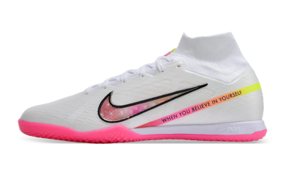 Nike Air Zoom Mercurial Superfly 9 Elite IC High-Tops Football Shoes - White/Pink/Black/Yellow