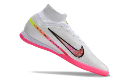 Nike Air Zoom Mercurial Superfly 9 Elite IC High-Tops Football Shoes - White/Pink/Black/Yellow