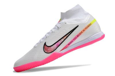 Nike Air Zoom Mercurial Superfly 9 Elite IC High-Tops Football Shoes - White/Pink/Black/Yellow