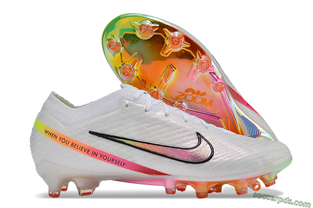 Nike Air Zoom Mercurial Vapor 15 Elite AG Low-Tops Football Boots - White/Pink/Black/Yellow/Gold 1