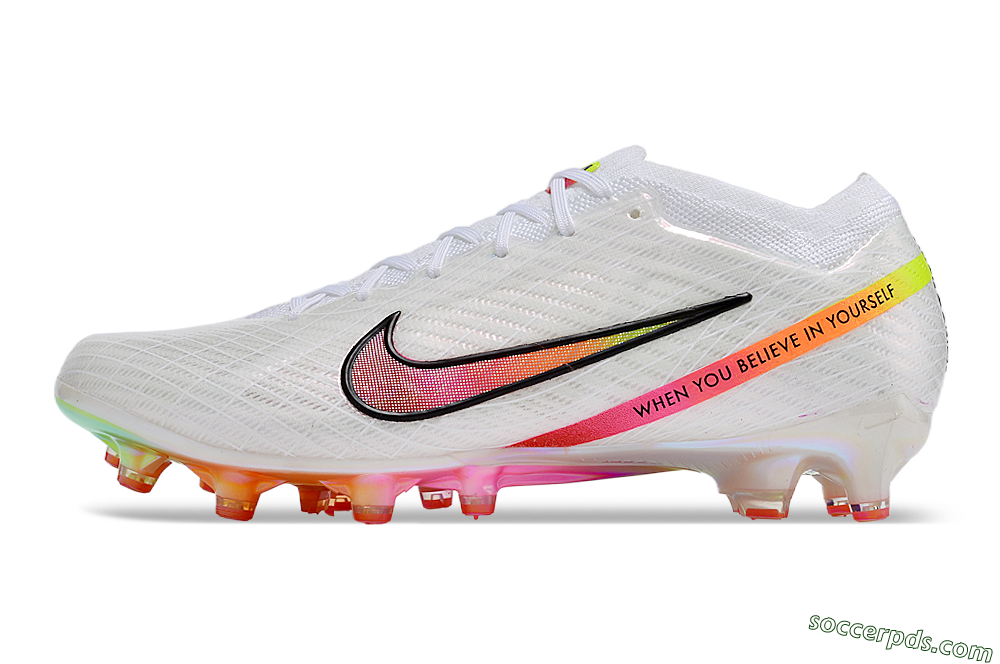 Nike Air Zoom Mercurial Vapor 15 Elite AG Low-Tops Football Boots - White/Pink/Black/Yellow/Gold 2