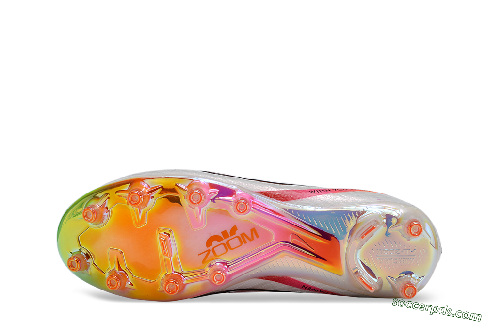 Nike Air Zoom Mercurial Vapor 15 Elite AG Low-Tops Football Boots - White/Pink/Black/Yellow/Gold 6