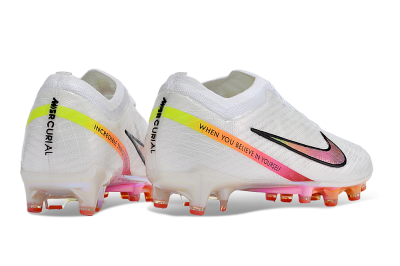 Nike Air Zoom Mercurial Vapor 15 Elite AG Low-Tops Football Boots - White/Pink/Black/Yellow/Gold