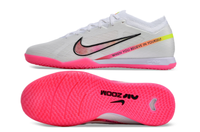 Nike Air Zoom Mercurial Vapor 15 Elite IC Low-Tops Football Shoes - White/Pink/Black/Yellow