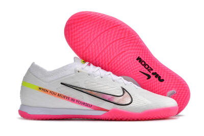 Nike Air Zoom Mercurial Vapor 15 Elite IC Low-Tops Football Shoes - White/Pink/Black/Yellow