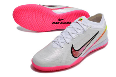 Nike Air Zoom Mercurial Vapor 15 Elite IC Low-Tops Football Shoes - White/Pink/Black/Yellow