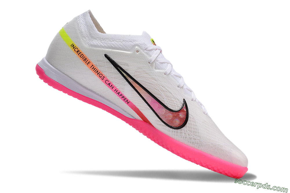 Nike Air Zoom Mercurial Vapor 15 Elite IC Low-Tops Football Shoes - White/Pink/Black/Yellow 4