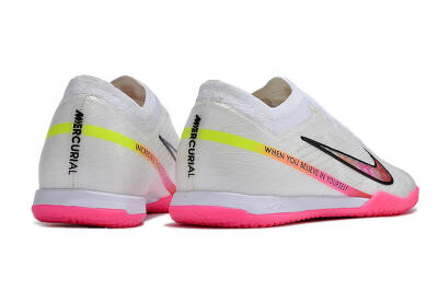 Nike Air Zoom Mercurial Vapor 15 Elite IC Low-Tops Football Shoes - White/Pink/Black/Yellow