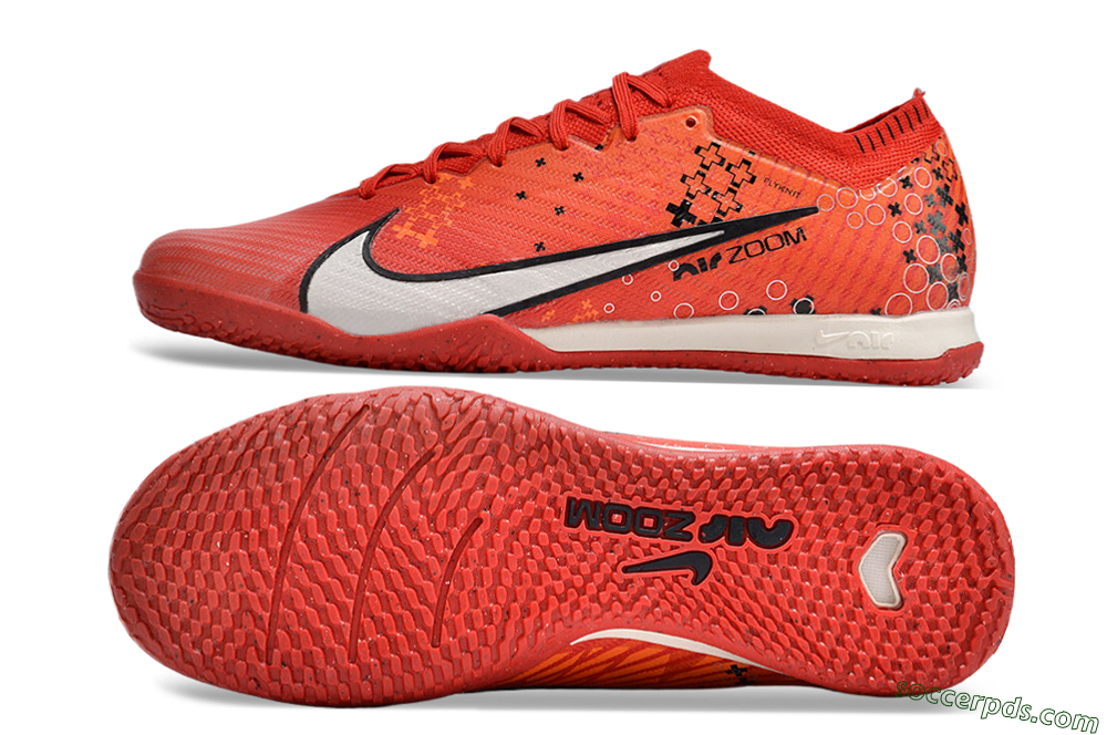 Nike Air Zoom Mercurial Vapor 15 Elite IC Low-Tops Football Shoes - Red/White/Black 0
