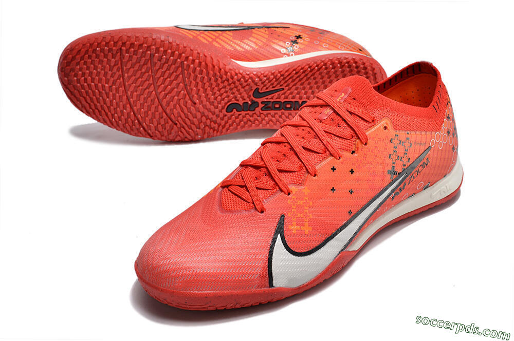 Nike Air Zoom Mercurial Vapor 15 Elite IC Low-Tops Football Shoes - Red/White/Black 3