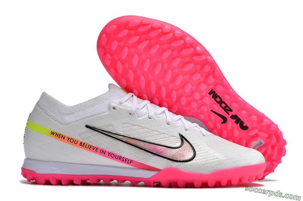 Nike Air Zoom Mercurial Vapor 15 Elite TF Low-Tops Football Shoes - White/Pink/Black/Yellow 1