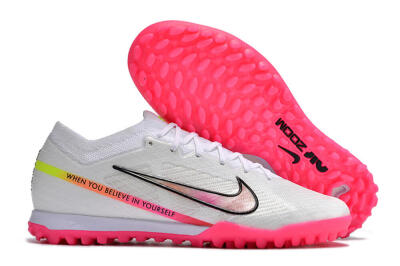 Nike Air Zoom Mercurial Vapor 15 Elite TF Low-Tops Football Shoes - White/Pink/Black/Yellow