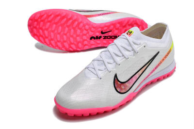 Nike Air Zoom Mercurial Vapor 15 Elite TF Low-Tops Football Shoes - White/Pink/Black/Yellow