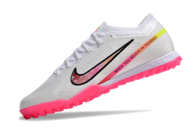 Nike Air Zoom Mercurial Vapor 15 Elite TF Low-Tops Football Shoes - White/Pink/Black/Yellow