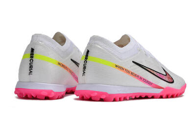 Nike Air Zoom Mercurial Vapor 15 Elite TF Low-Tops Football Shoes - White/Pink/Black/Yellow