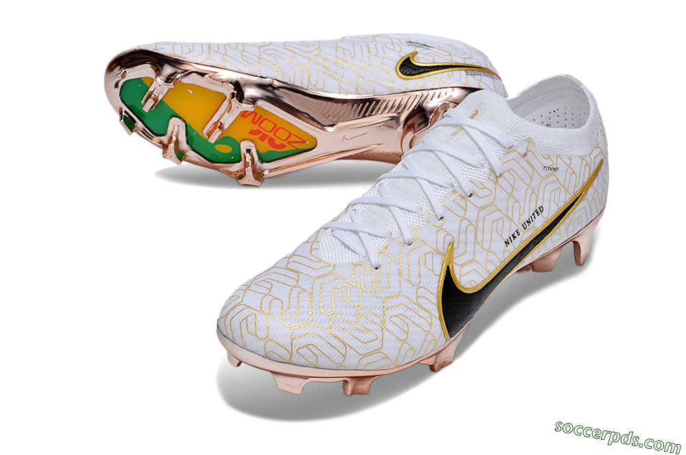 Nike Air Zoom Mercurial Vapor 15 Elite FG Low-Tops Football Boots - White/Gold/Black 3